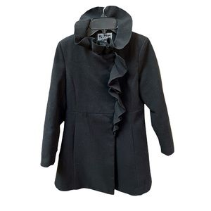 Rothschild Black Ruffled Dress Coat NWOT